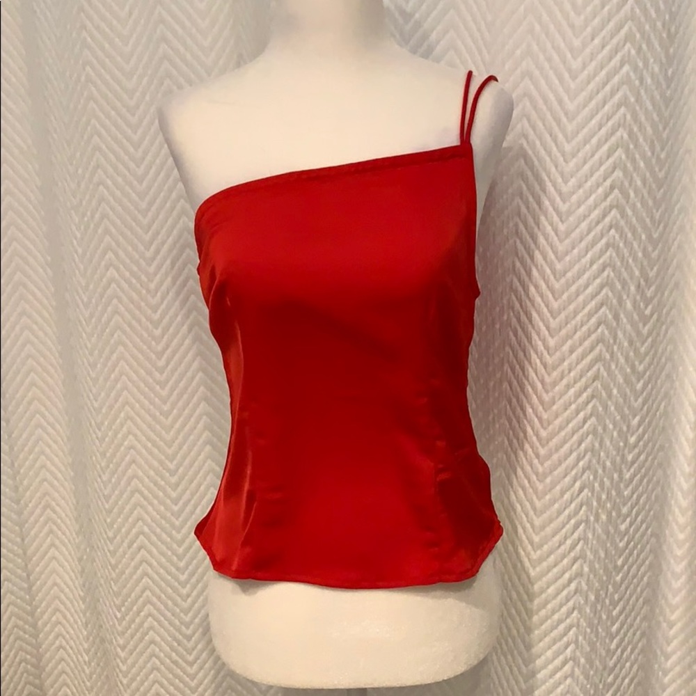 One shoulder satin tank top small